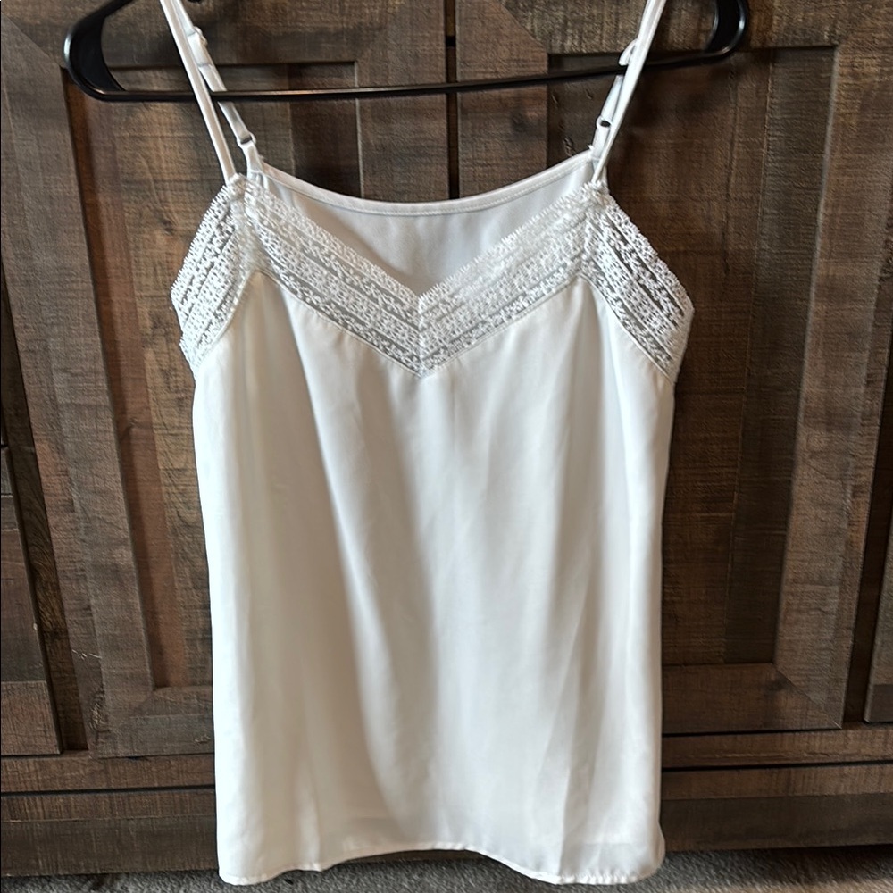 Elegant White Lace Trim Cami Top
